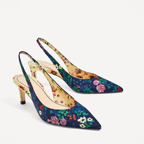 Zara Shoes - Zara sateen floral slingbacks